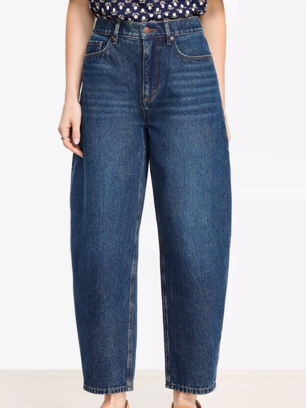 NWT LOFT Barrel Jeans Curvy High Rise Dark Wash 100% Cotton Sz 29/8 - Picture 11 of 11
